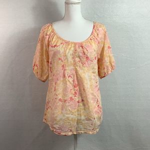 LUCKY BRAND Peach Peasant Blouse Size S 🍂